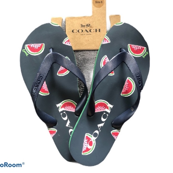 Coach Flip Flops watermelon print sz6 - Picture 1 of 2